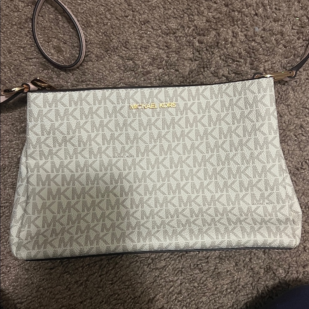 Michael Kors Beige Monogram Crossbody Bag